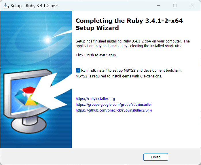RubyInstaller Install Finish