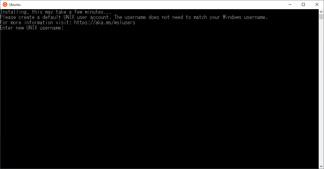 WSL install Bash Window